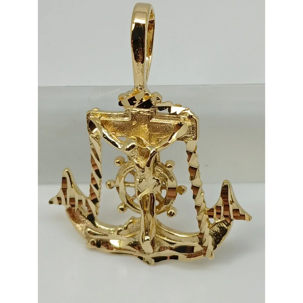 Vintage Karatbond Gold Anchor Crucifix Ship Wheel Pendant Made in USA Y2K NOS